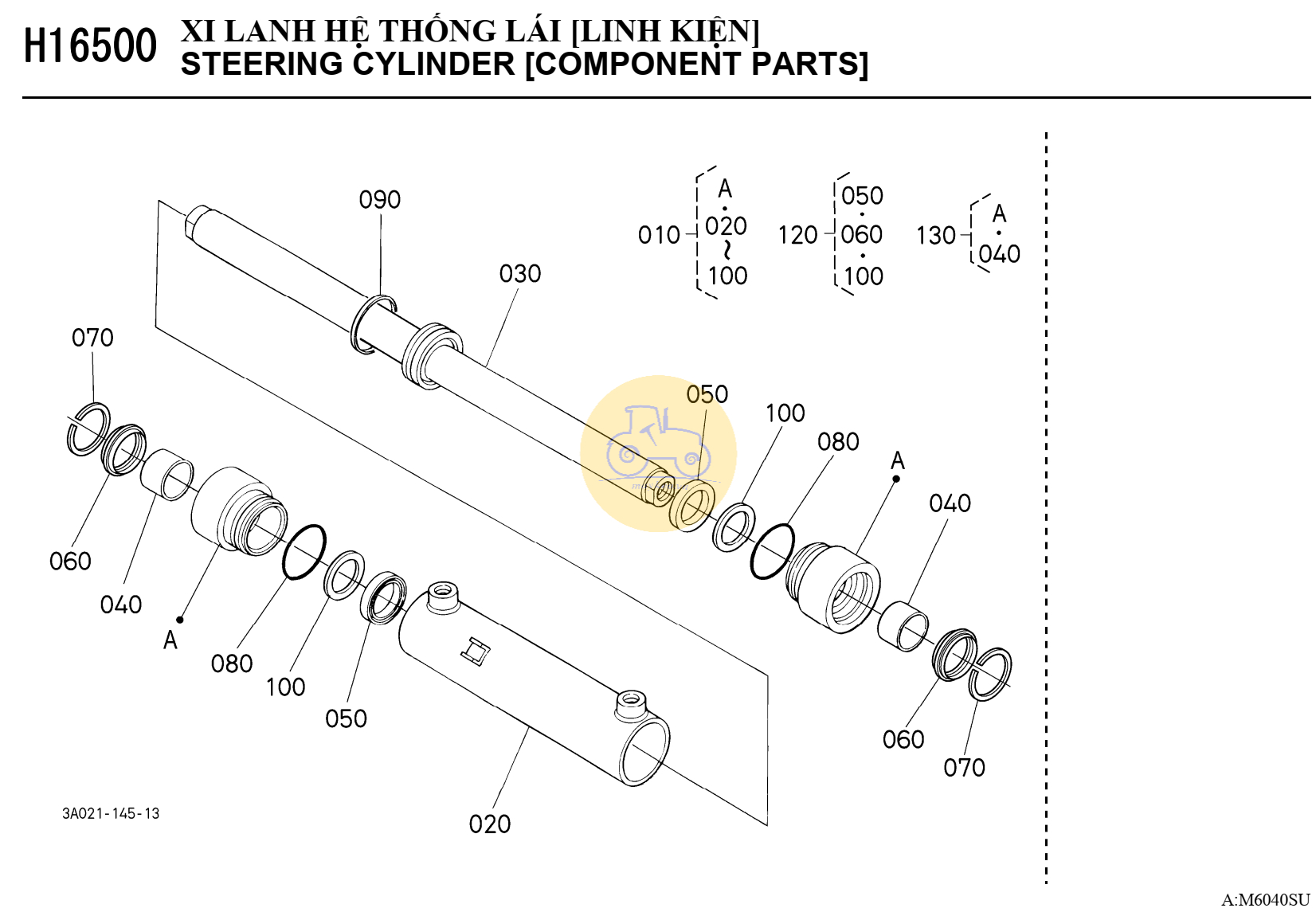 Các bộ phận xylanh hệ thống lái